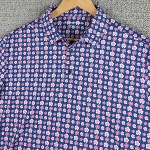 Mizzen+Main Men's Medium Classic Fit Floral‎ Short Sleeve Button Down Shirt Golf